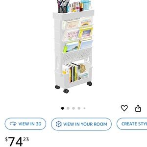 5 Tier Book Rack Storage Bookshelf, Mobile Bookshelf with Wheels, Movable Unique